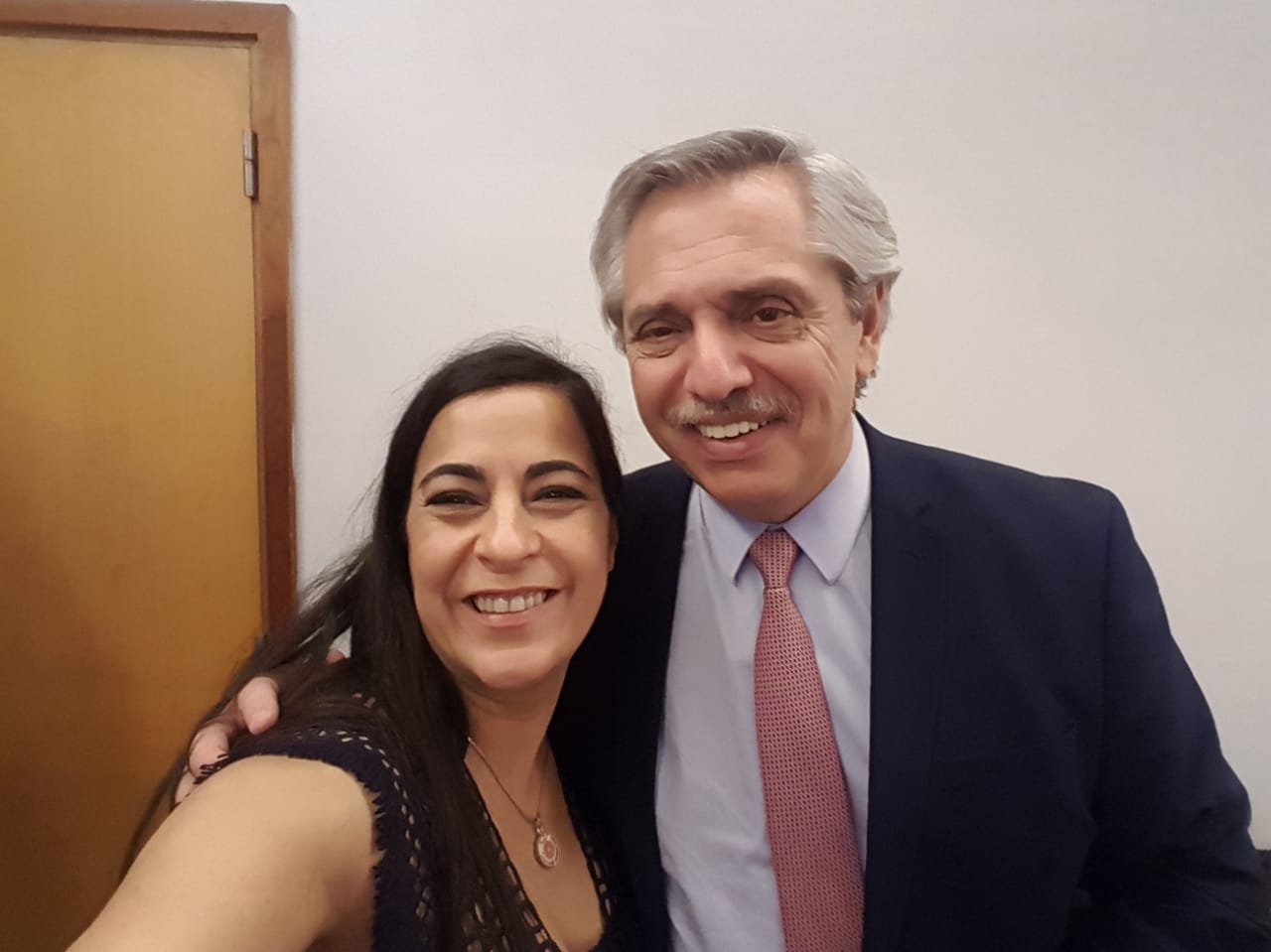 Carolina Moisés con Alberto Fernández