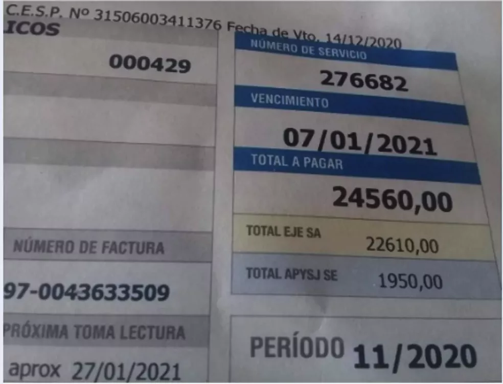 BOLETA DE LUZ