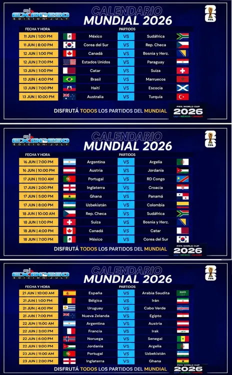 calendario el expreso mundial