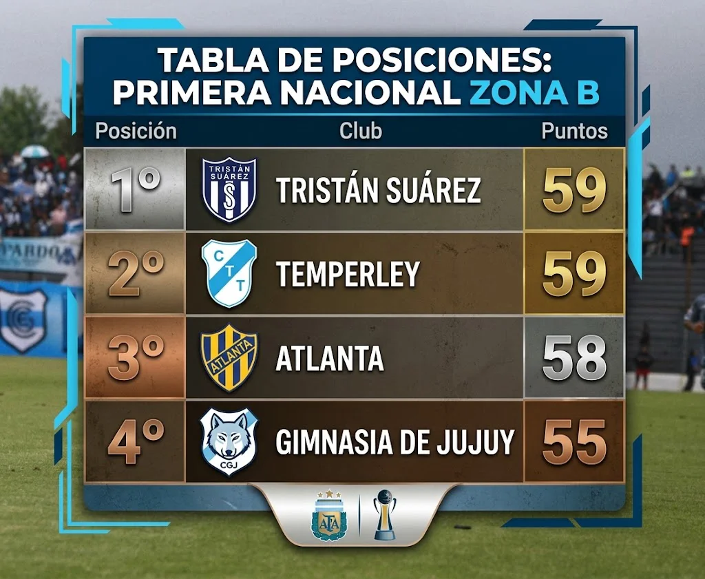 TABLA POSICIONES ZONA B PRIMERA NACIONAL
