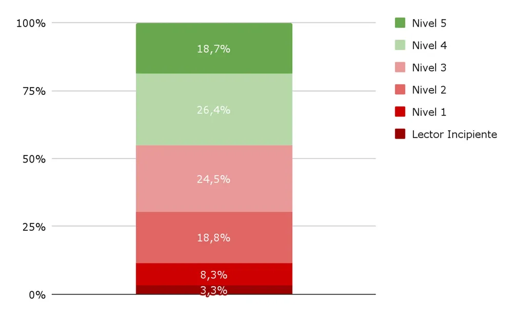 Porcentaje de estudiantes según nivel de desempeño en Lectura. 3º grado. Año 2024.