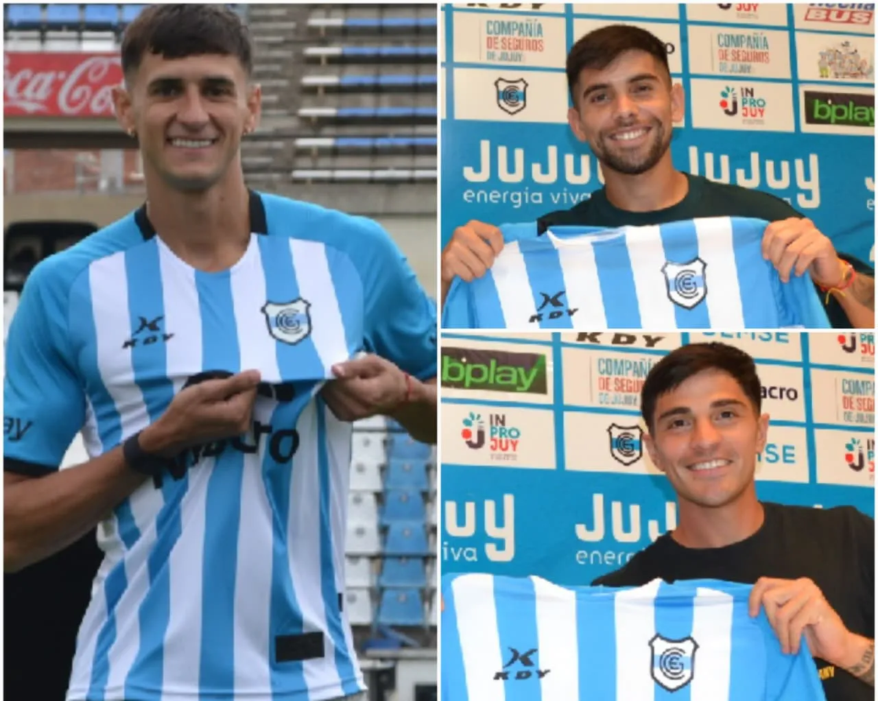 abel argañaraz, matias ramos mingo y axel pintos gimnasia jujuy